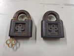 2 Vtg Yale & Town MFG Co brass padlocks lot one with key Stanford, Conn USA