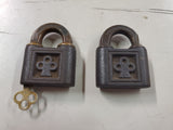2 Vtg Yale & Town MFG Co brass padlocks lot one with key Stanford, Conn USA