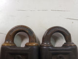 2 Vtg Yale & Town MFG Co brass padlocks lot one with key Stanford, Conn USA