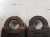 2 Vtg Yale & Town MFG Co brass padlocks lot one with key Stanford, Conn USA
