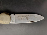 Vintage Western USA 532 F Wood Westlock Lockback Knife c.1982 Deer On Blade Nice