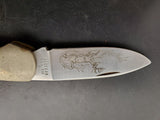Vintage Western USA 532 F Wood Westlock Lockback Knife c.1982 Deer On Blade Nice
