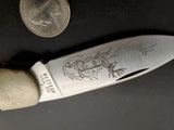 Vintage Western USA 532 F Wood Westlock Lockback Knife c.1982 Deer On Blade Nice