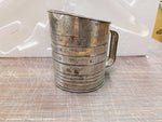 Vtg Bromwells 5 Cup Measuring Sifter Red Wood Crank Handle Flour Sifter Metal