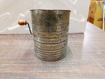 Vtg Bromwells 5 Cup Measuring Sifter Red Wood Crank Handle Flour Sifter Metal