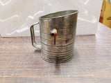 Vtg Bromwells 5 Cup Measuring Sifter Red Wood Crank Handle Flour Sifter Metal