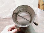 Vtg Bromwells 5 Cup Measuring Sifter Red Wood Crank Handle Flour Sifter Metal