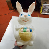 Vtg 22 1/2" Light Up Easter Bunny Basket 5 Eggs Blow Mold Yard Holiday Décor