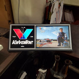 Working Valvoline Racing Nascar Clock Scott Rigg 27x12 Wall Man Cave Garage Sign