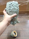 Vtg EMPTY 1982 Jim Beam Green J.J. McShane Embossed Liquor Decanter Regal China