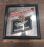 vintage miller high life genuine draft mirror wall sign man cave garage 15x15