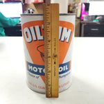 NOS Vtg Oilzum 70wt Motor Oil Can Great Graphics full QT Harley Motorcycle Graph