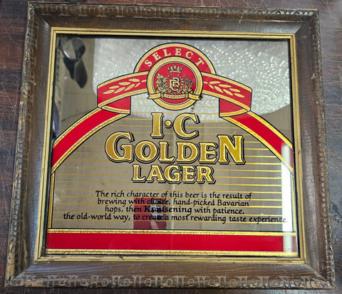 Ic Golden Lager Iron City Beer Mirror sign Bar Room Tavern Breweriana Pgh