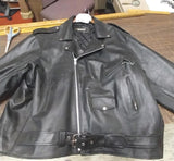 Highway Hawks Mens Black Leather Zip Up Motorcycle Riding Jacket Size 58 6XL