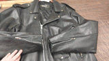 Highway Hawks Mens Black Leather Zip Up Motorcycle Riding Jacket Size 58 6XL