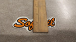 Small Orange Black Softail Emblem Sticker Decal Harley Outside Window FLST