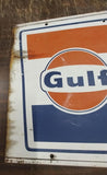 Vtg Gulftane Metal Gasoline Pump Sign Rectangle 35x16 Oil Company Advertisemen