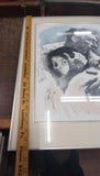 Vtg Sandu Liberman Precious Child w/ Grandfather Lithograph Glass Frame 30x24