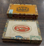 2 Vintage Cigar Empty Boxes Collectible Canariad'oro 1892 & EL ROI-Tan Storage
