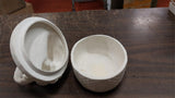 Vintage White Porcelain Easter Bunny Basket Candy Cookie Dish w/ Lid Trinket