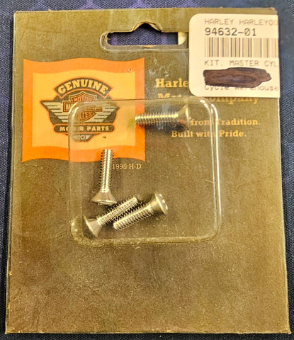 OEM Harley Davidson Master Cylinder Cover SS Screws Kit NOS 94632-01