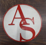 Armco Round Red White AS Logo AK Steel Cast Aluminum Sign Butler Pennsylvania