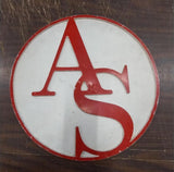 Armco Round Red White AS Logo AK Steel Cast Aluminum Sign Butler Pennsylvania