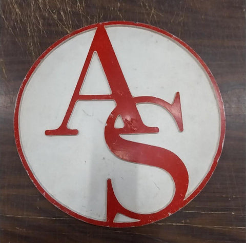 Armco Round Red White AS Logo AK Steel Cast Aluminum Sign Butler Pennsylvania