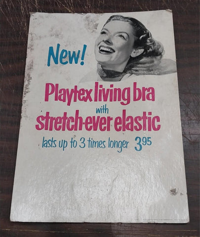 1961 Vintage 16x11 Cardboard Poster Women Playtex Living Bra Advertisement Latex