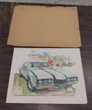 Set of 4 Vintage Ken Dallison 1982 Pictures 1968 Hust/Olds 1969 Pontiac GTO Auto