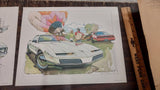 Set of 4 Vintage Ken Dallison 1982 Pictures 1968 Hust/Olds 1969 Pontiac GTO Auto
