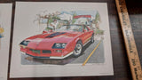 Set of 4 Vintage Ken Dallison 1982 Pictures 1968 Hust/Olds 1969 Pontiac GTO Auto