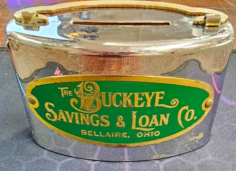 VTG Small Oval Advertising Buckeye Savings Loans Bellaire Ohio Still Coin Bank