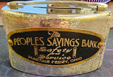 VTG Oval Peoples Savings Bank Martins Ferry Ohio Collectible Still Coin Bank