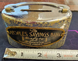 VTG Oval Peoples Savings Bank Martins Ferry Ohio Collectible Still Coin Bank
