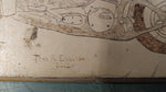 Handmade Wood Picture Engraved Harley Softail Hog biker Art Vtg Collectible Chop