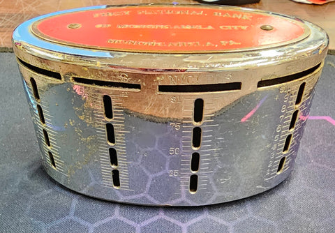 VTG Brass New Model Clearvue First National Bank Collectible Still Coin Bank