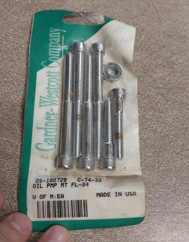 Oil Pump Mount Chrome Screws 1968-1978 Harley Davidson Big Twins Motorcycle NOS