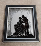 Vintage Sweethearts Reverse Painted Framed Picture Patented 1933 Brooklyn NY