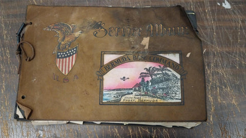 Antique 1947 USA Service Photograph Album Paget Bermuda Base Command WW2 Militar