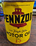 Vtg Pennzoil 100% Pure Pennsylvania Tough Film w/Z-7 Motor Oil Full 1 Qt Tin Can