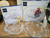 Mikasa Clear Crystal Garden Terrace 3 Part Serving Dish 14.5" Round Plate Bundle