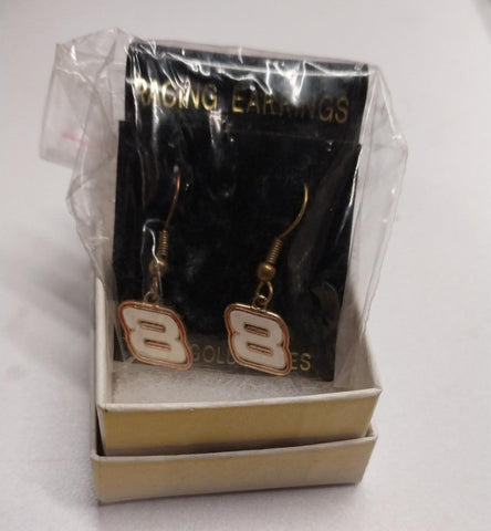 Dale Earnhardt Jr Racing Earrings 14 KT. Gold Wire #8 Logo Jewelry Nascar New