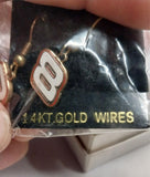 Dale Earnhardt Jr Racing Earrings 14 KT. Gold Wire #8 Logo Jewelry Nascar New