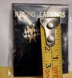 Racing Sports Earrings Double Flags Black White Gift Box New Nascar Checkered
