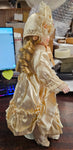 VTG 1989 House of Lloyd Collectible Tan Dress Porcelain Doll w/Stand Keepsakes