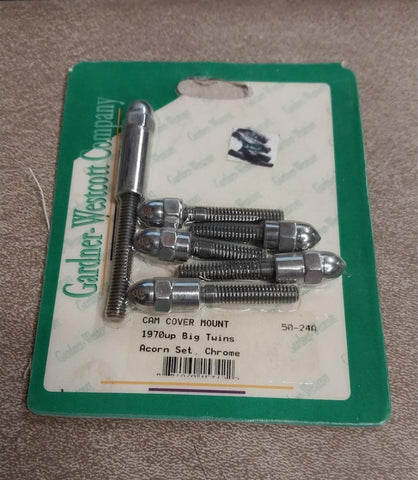 Cam Cover Mount 1970^ Big Twins Acorn Set Chrome Harley Davidson Hardware NOS