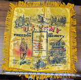 VTG U.S. Army Fort Sill Oklahoma Silk "Sister" Pillow Cover Fringe Yellow WWII