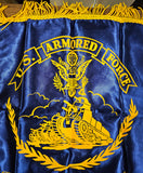 VTG U.S. Armored Forces WWII Pine Camp New York Dark Blue Silk Pillow Sham Cover