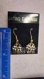 2 Pair Enamel 14kt Gold Wires Earrings Racing Checkered Flags Jewelry New